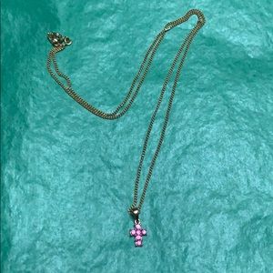 Tiny Pink Cross Necklace